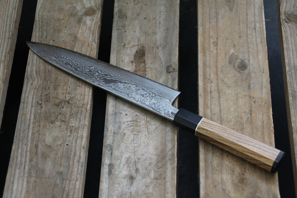 Gyuto 240 mm aus10 - African Blackwood, Sølv og Elm